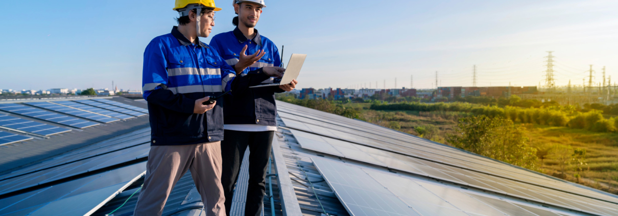 Specialist technician professional engineer with laptop and tablet maintenance