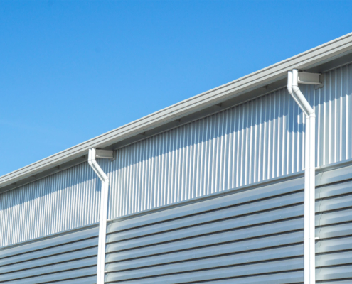 Close up wall and roof of Factory or warehouse building in industrial estate